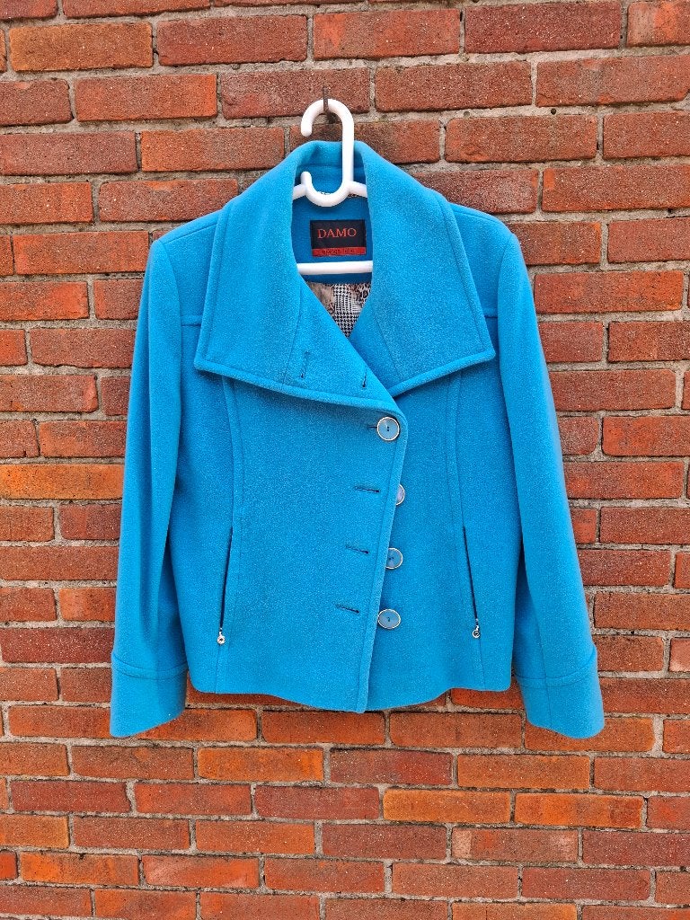 korte felblauwe blazer, Blauw, Zo goed als nieuw, Jasje, Damo
