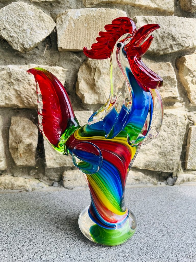 Beeld van een haan in gekleurd Murano glas, Ophalen of Verzenden