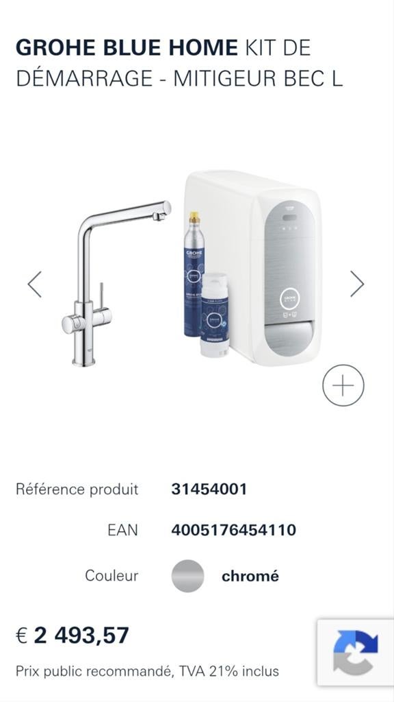 Robinet GROHE avec filtre, eau réfrigérée et pétillante NEUF, Bricolage & Construction, Chauffe-eau & Boilers, Enlèvement, Neuf