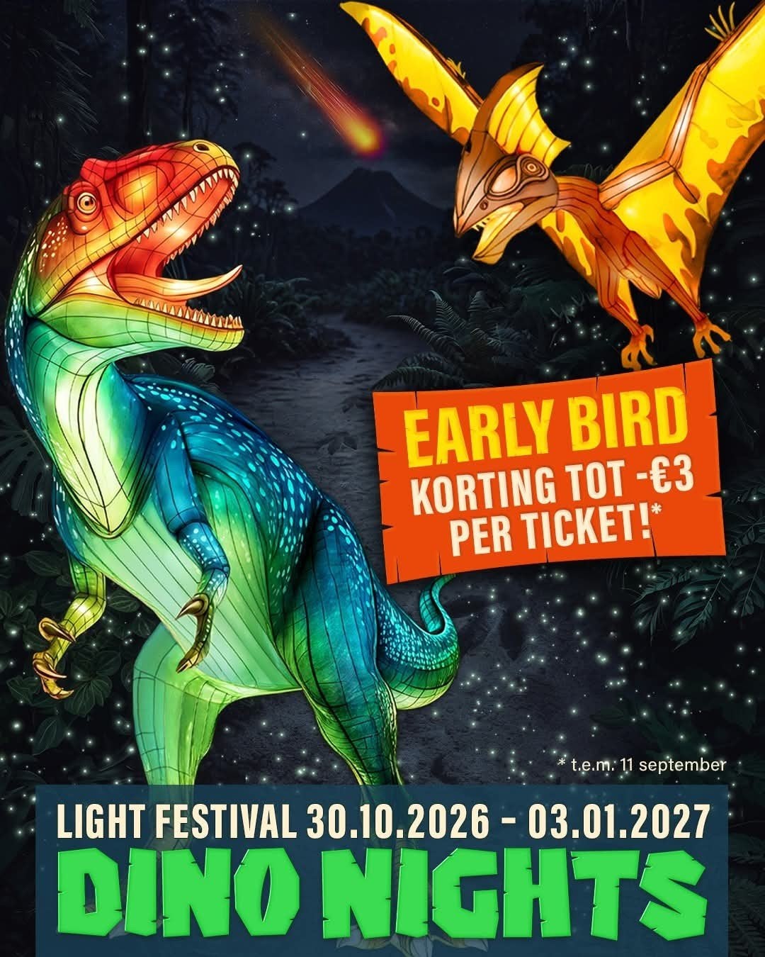 3 tickets dino nights, Drie personen of meer