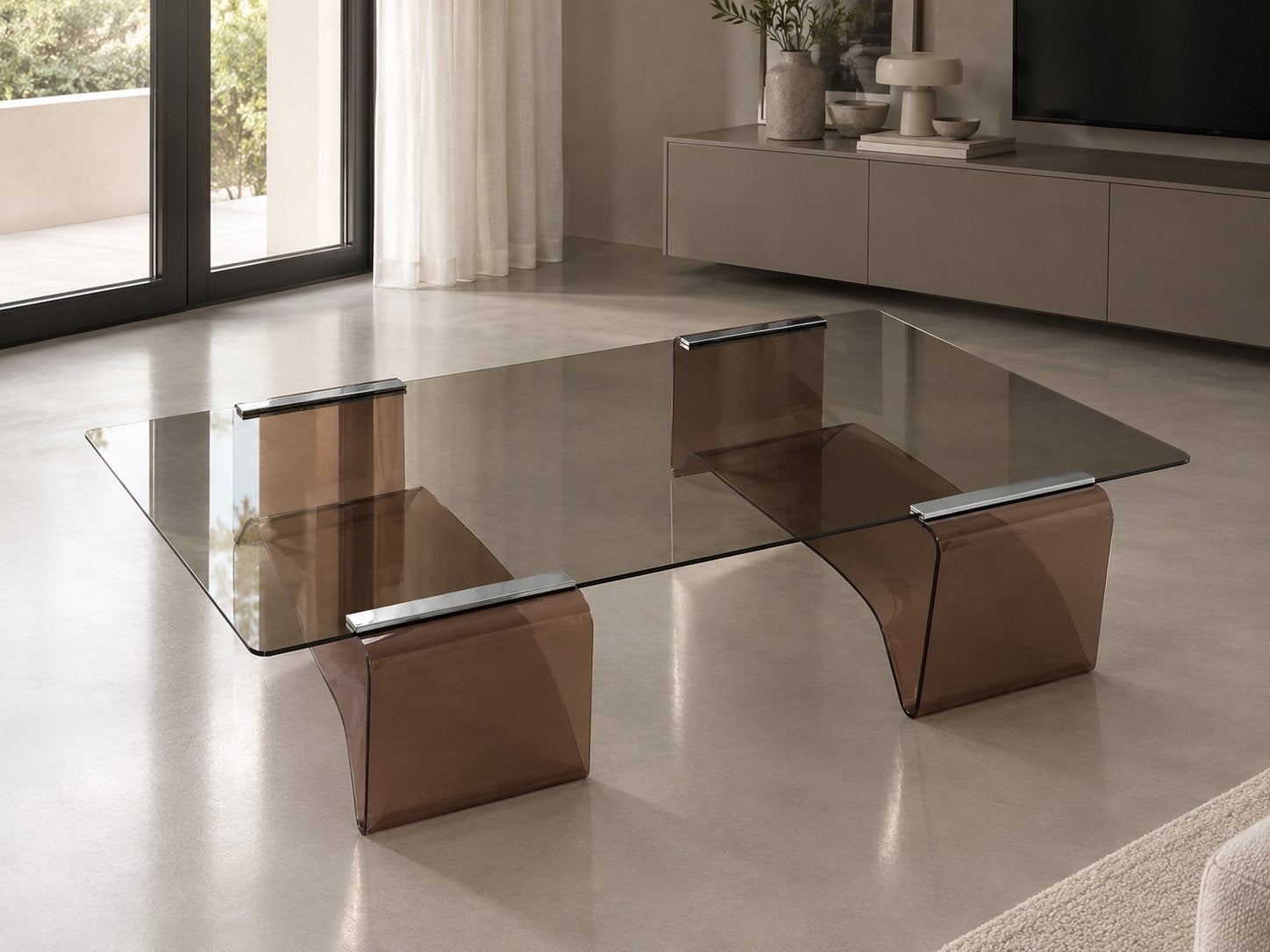 Table basse Michel dumas 1970 altuglass, Maison & Meubles, 100 à 150 cm, Enlèvement ou Envoi, Verre, Utilisé