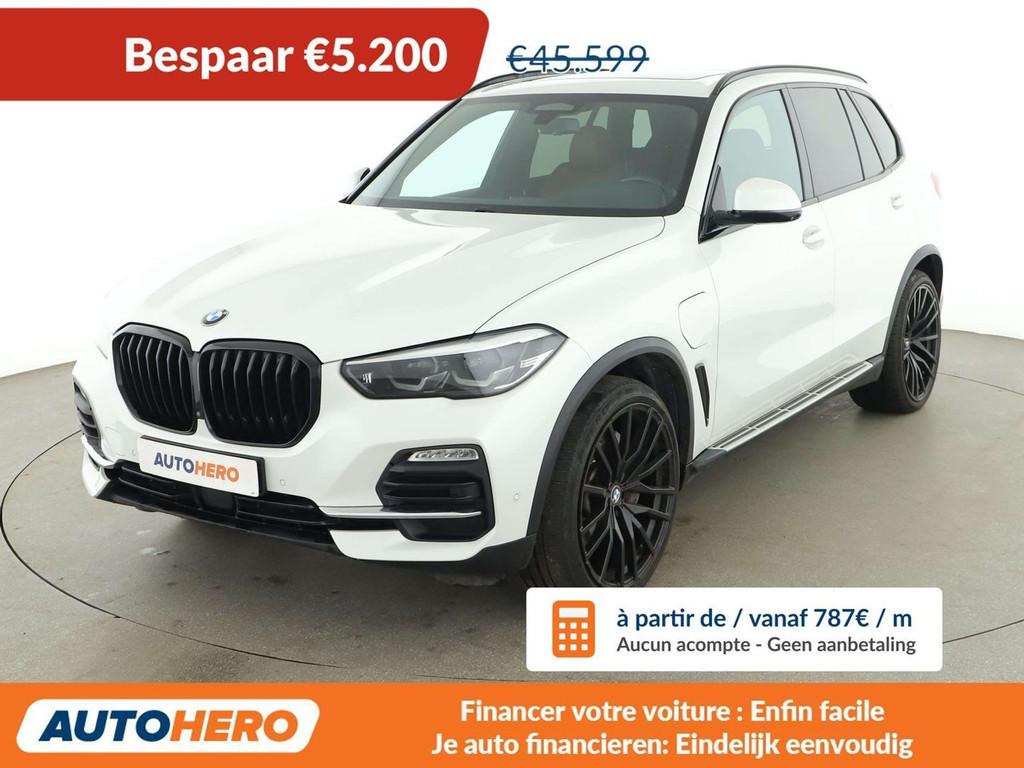 BMW X5 xDrive 45e M Sport (bj 2019, automaat), Auto's, BMW, Automaat, Gebruikt, Wit, Leder