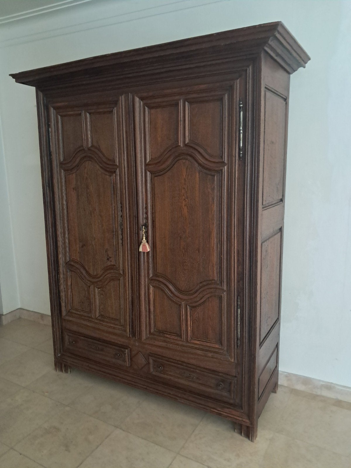 Armoire ancienne en chêne, Maison & Meubles, Avec tablette(s), Comme neuf, 100 à 150 cm, Enlèvement