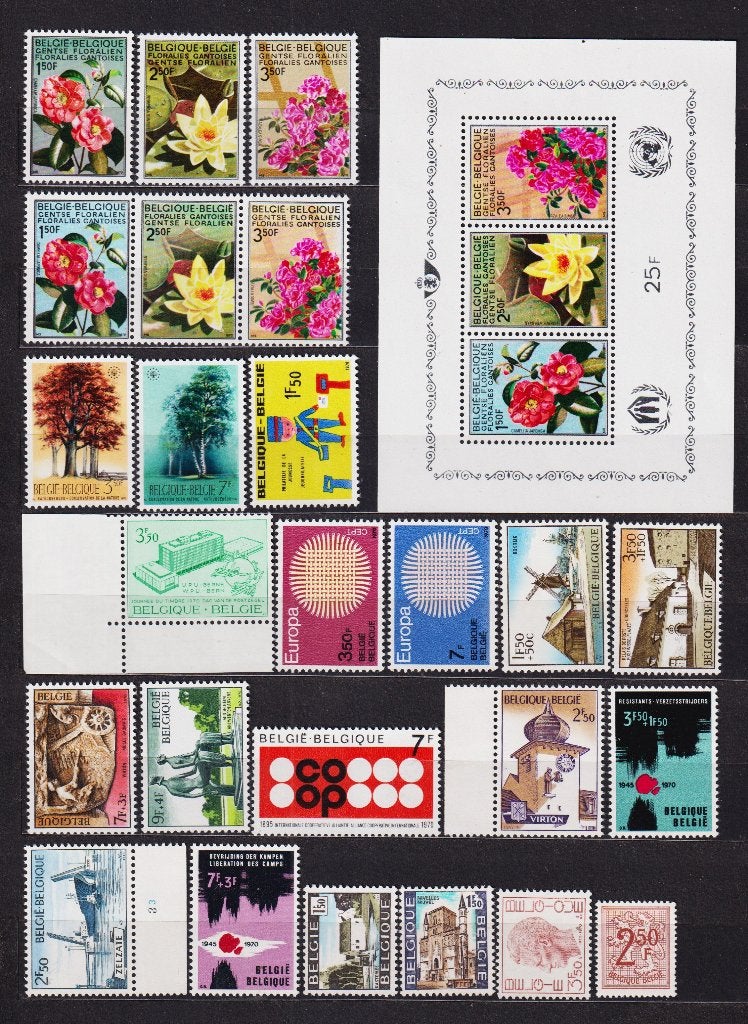 België 1970 compleet jaar met 5 boekjes gratis FDC **, Verzenden, Postfris, Postfris