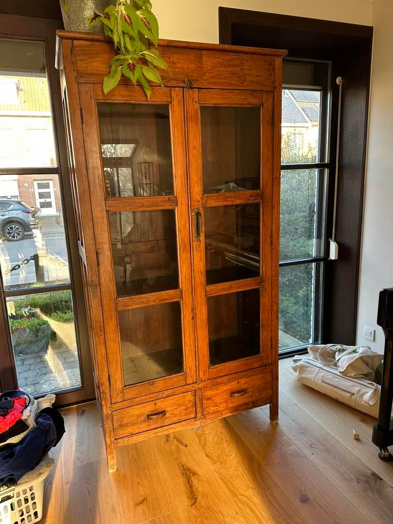 Prachtige houten virtrine kast, Huis en Inrichting, Kasten | Vitrinekasten, Ophalen, Gebruikt