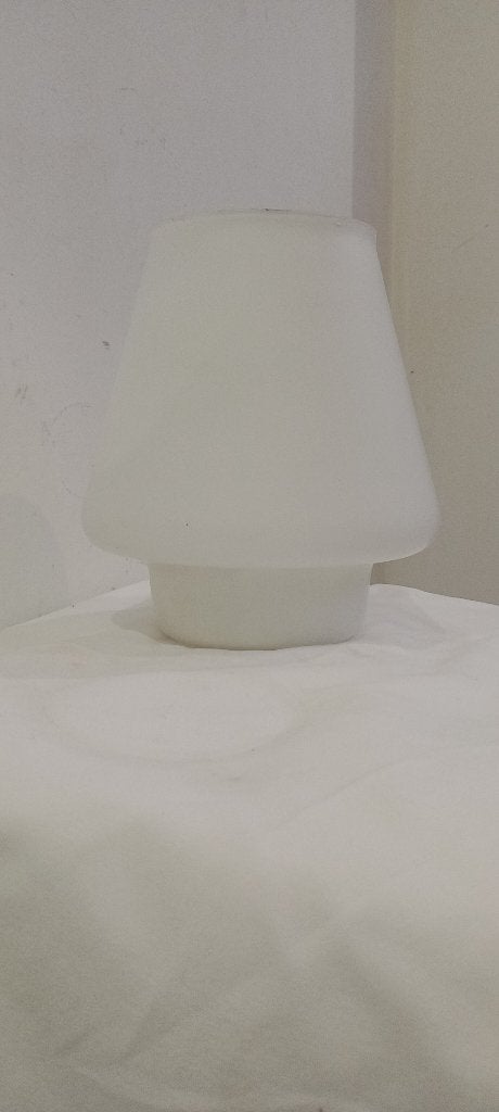 Vintage witte matglazen paddenstoelenkap, Huis en Inrichting, Lampen | Tafellampen, Gebruikt, Glas, Ophalen of Verzenden