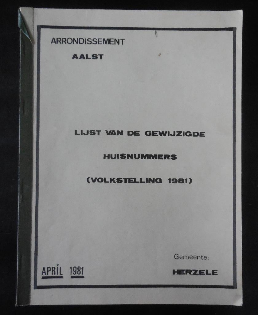 HERZELE - huisnummers- volkstelling 1981, Boeken, Ophalen of Verzenden