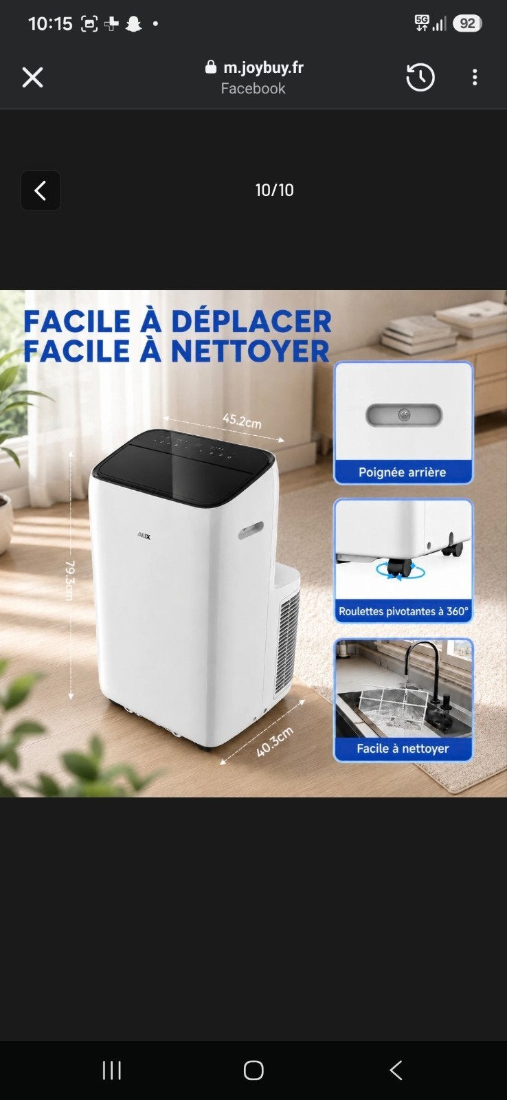 Climatiseur mobile 3 en 1 AUX blanc 12000 BTU, Neuf, 60 à 100 m³, Enlèvement, Refroidissement et Déshumidification