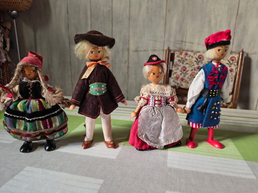 poupées en bois vintage Pologne 1950 - 1970 polska, Collections, Enlèvement ou Envoi