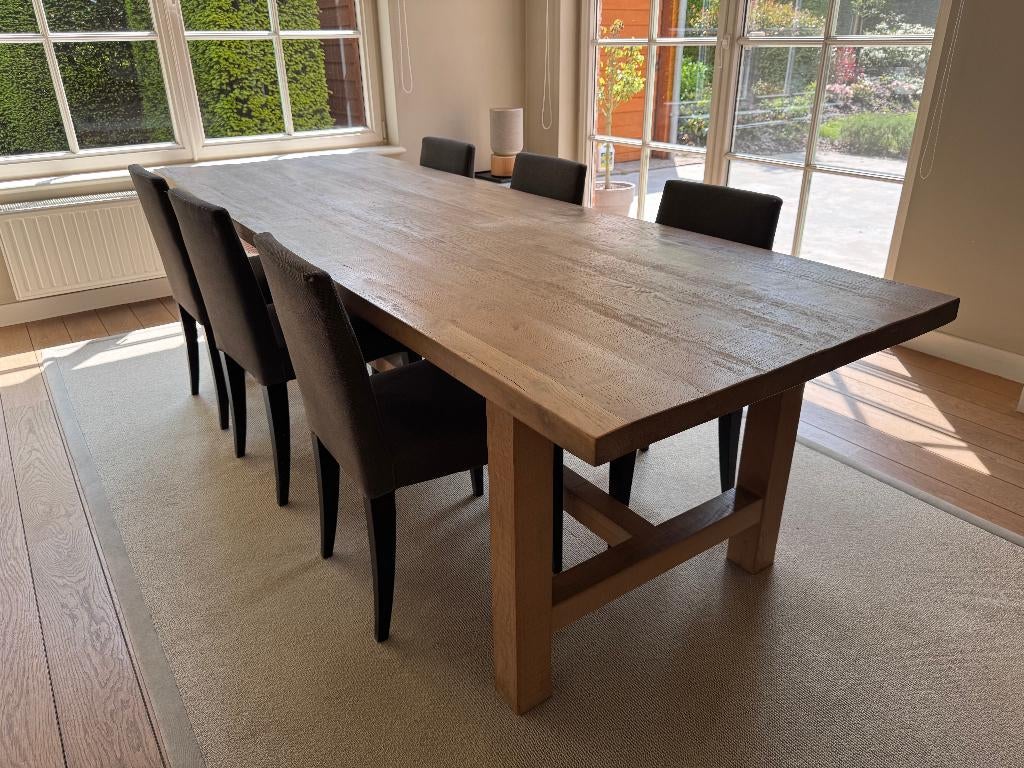 eettafel massief eikenhout 2m60, Huis en Inrichting, Tafels | Eettafels, Ophalen, Gebruikt, Eikenhout, 200 cm of meer