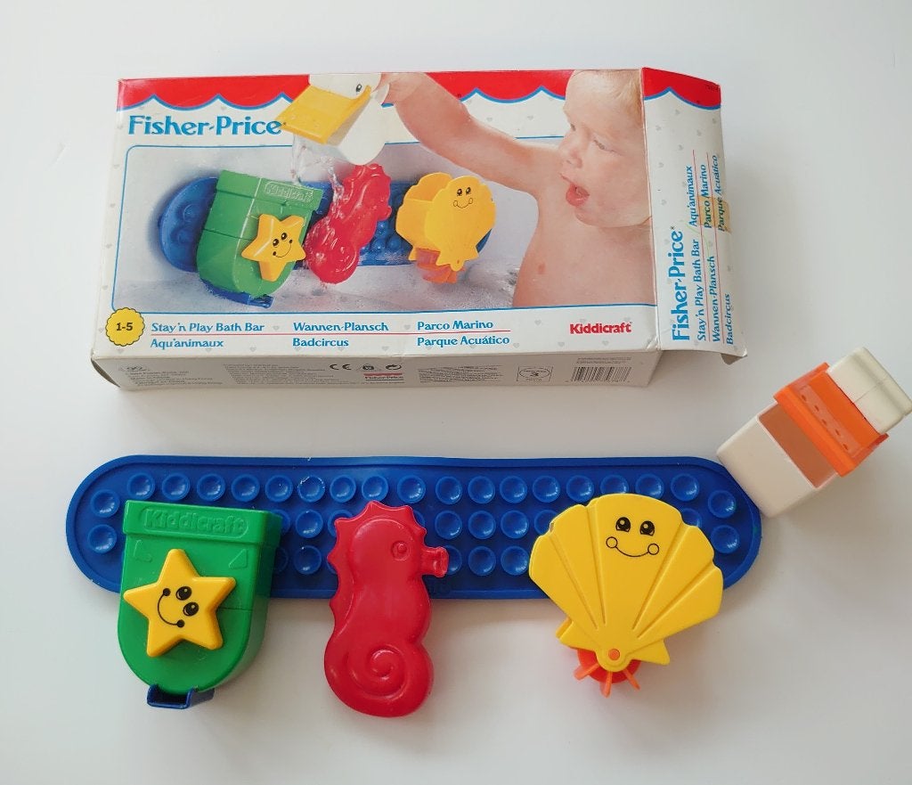 Vintage Fisher-Price Badspeelgoed | Stay 'n play bath bar, Enlèvement ou Envoi, Pièces mobiles, Comme neuf, Set de jouets