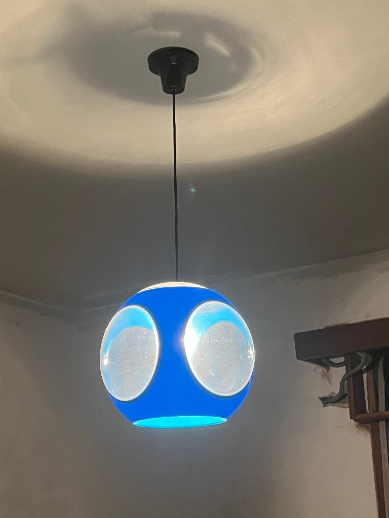 Rare lampe suspendue massive « Bug Eye » en forme d'ovni, Space Age, Enlèvement ou Envoi, Comme neuf, Synthétique