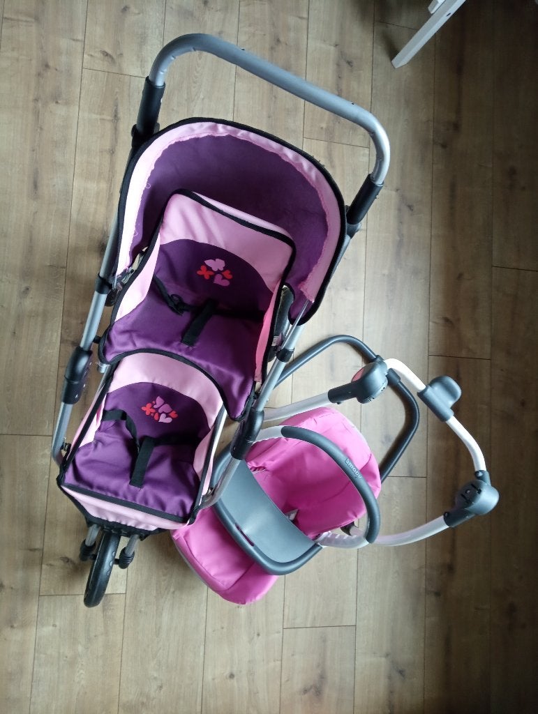 Dubbele buggy + maxi-cosi 3in1 stoel van Smoby, Ophalen, Gebruikt, Babypop