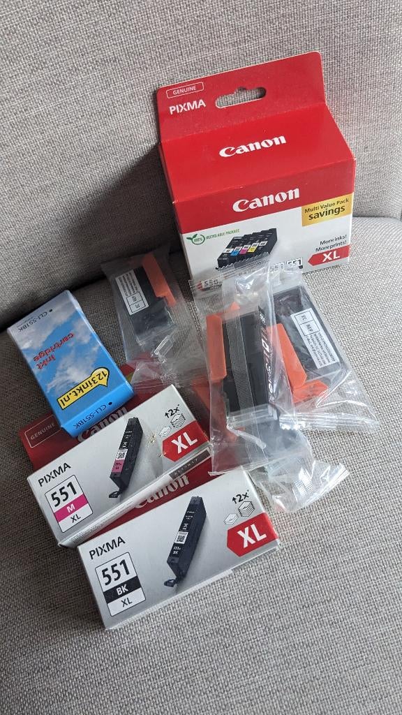 Canon 551 cartridgeset (origineel XL + compatibel) — 30€, Computers en Software, Printerbenodigdheden, Ophalen, Nieuw, Cartridge