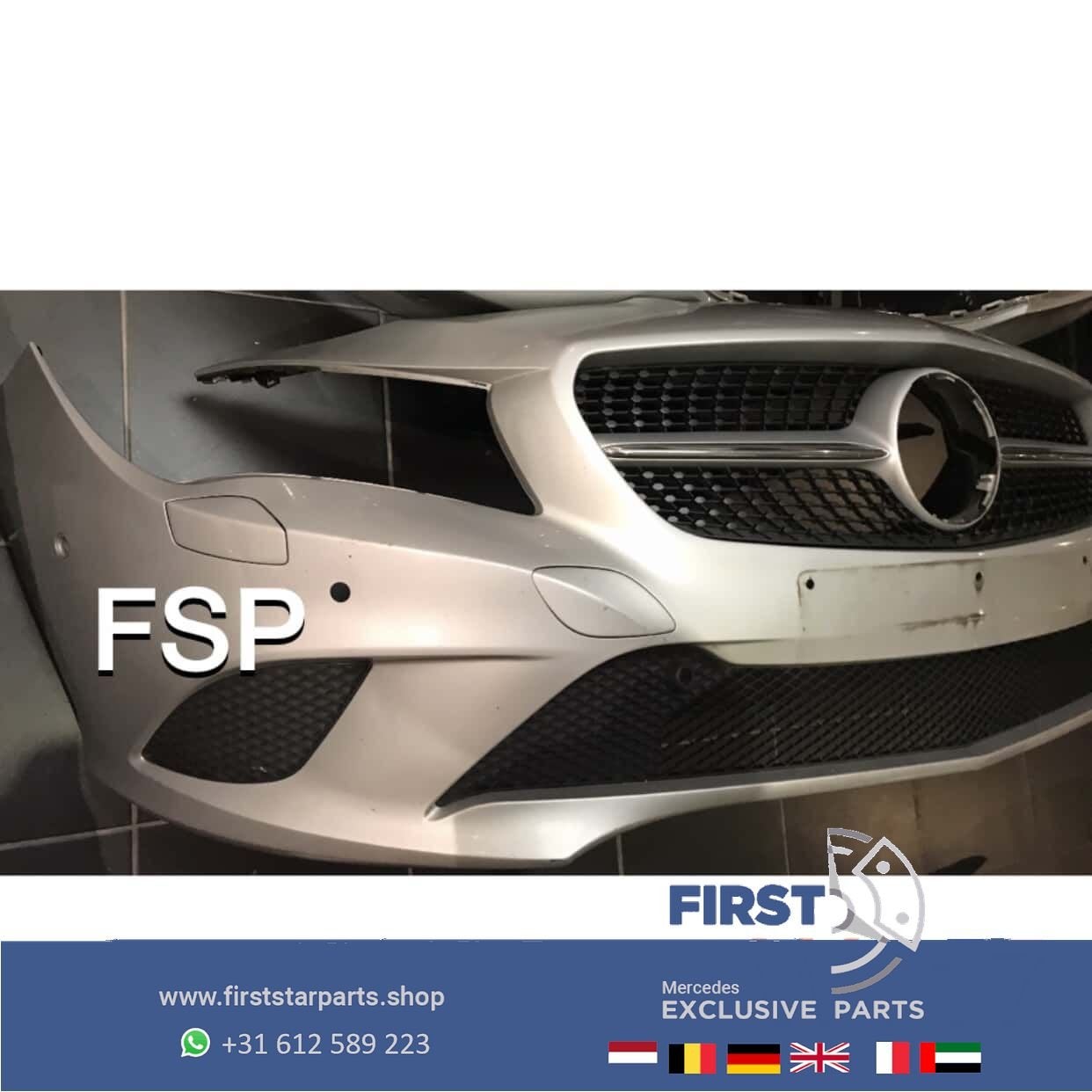 W117 C117 X117 CLA VOORBUMPER COMPLEET ZILVER GRIJS + DIAMON, Gebruikt, -, Voor, Ophalen of Verzenden