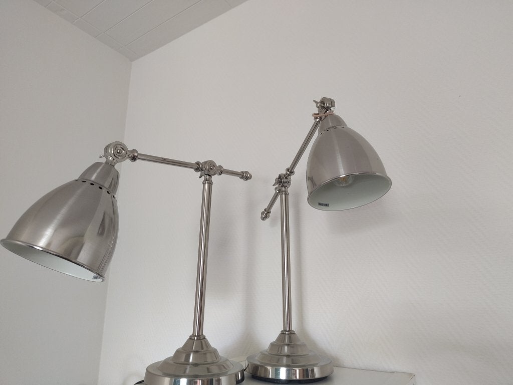 2 lampes de chevet, Industriel, Argenté, Comme neuf, Enlèvement