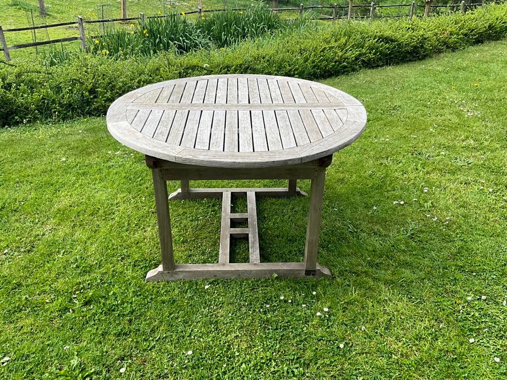 Ronde teak tafel, Tuin en Terras, Ophalen, Gebruikt, Rond