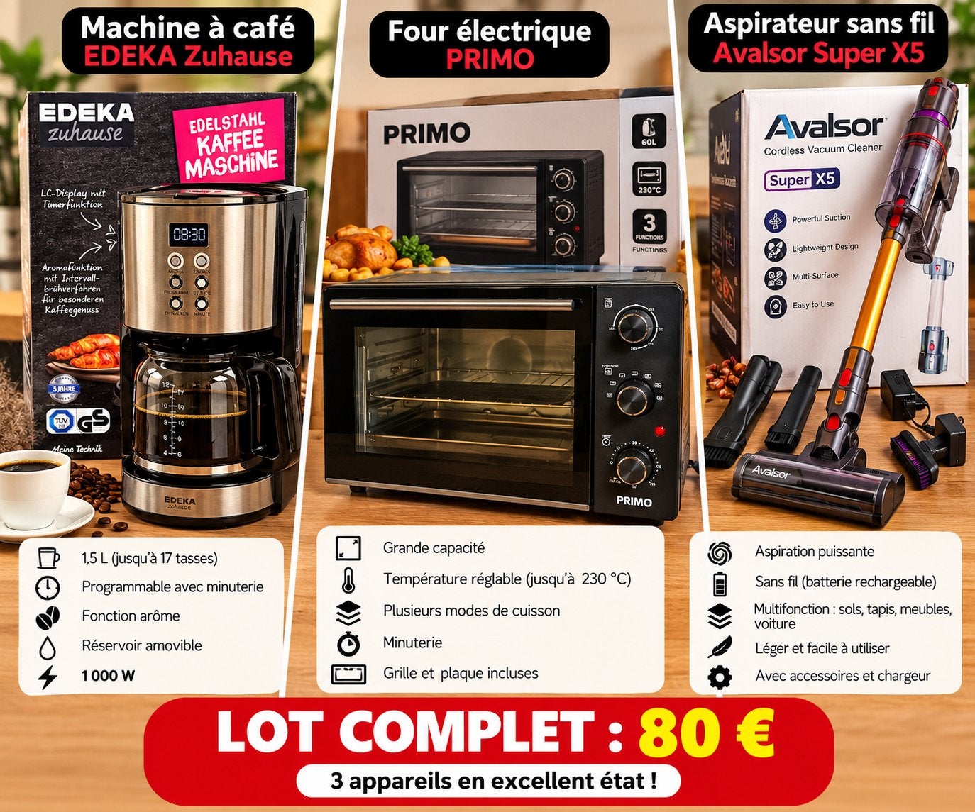 Lot machine a cafe four grill aspirateur, Electroménager, Enlèvement, Comme neuf