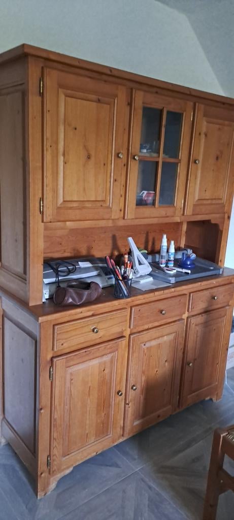 Grenen massief tafel,kast en 4 stoelen, Huis en Inrichting, Ophalen