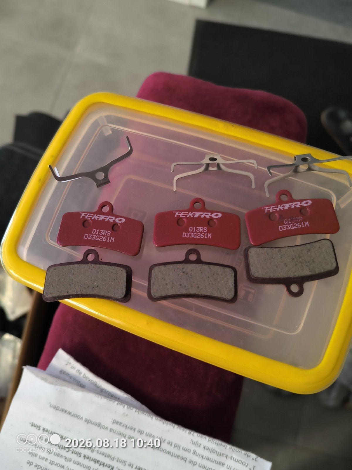 plaquettes de frein de vélo Tektro, Enlèvement