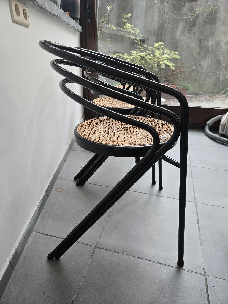 Rotan stoelen, Huis en Inrichting, Stoelen, Ophalen, Gebruikt, Drie, Zwart