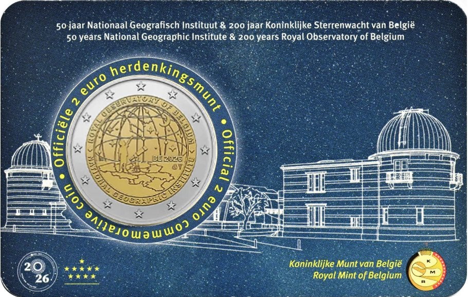 2 euro België 2026 NGI & Sterrenwacht in CC Vlaams, Ophalen of Verzenden, België, 2 euro