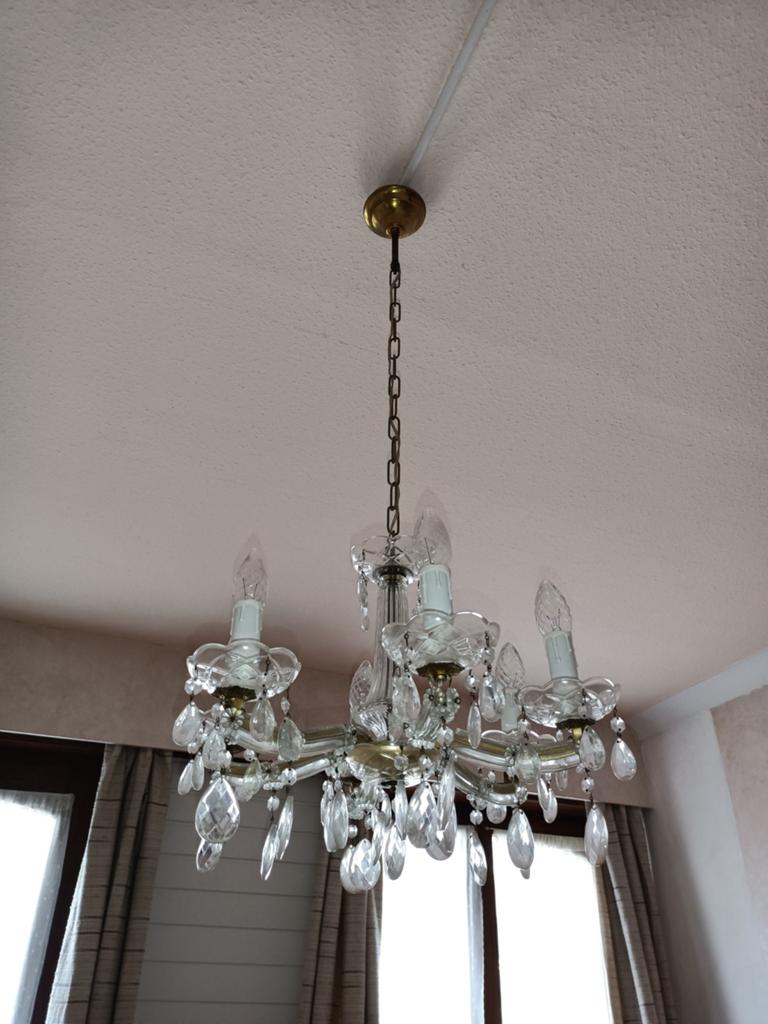Kristallen kroonluchter en twee identieke schansen, Ophalen of Verzenden, Zo goed als nieuw, Glas, Cristal