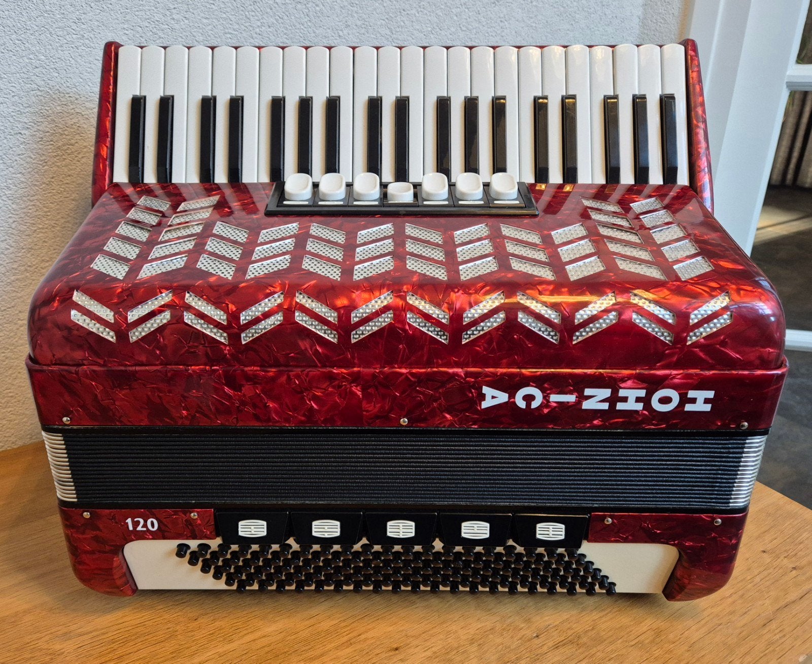 Zeer mooie accordeon zo goed als nieuw, Muziek en Instrumenten, Accordeons, Ophalen, Met koffer, Toetsaccordeon, Zo goed als nieuw