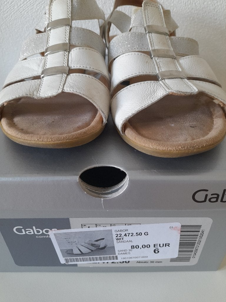 witte  dames sandalen sandalen  merk Gabor, Wit, Gabor, Zo goed als nieuw, Sandalen of Muiltjes