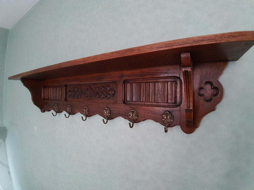 Belle étagère porte-manteaux en bois sculpté, Huis en Inrichting, Ophalen, Met ophangsysteem, Zo goed als nieuw, Overige typen