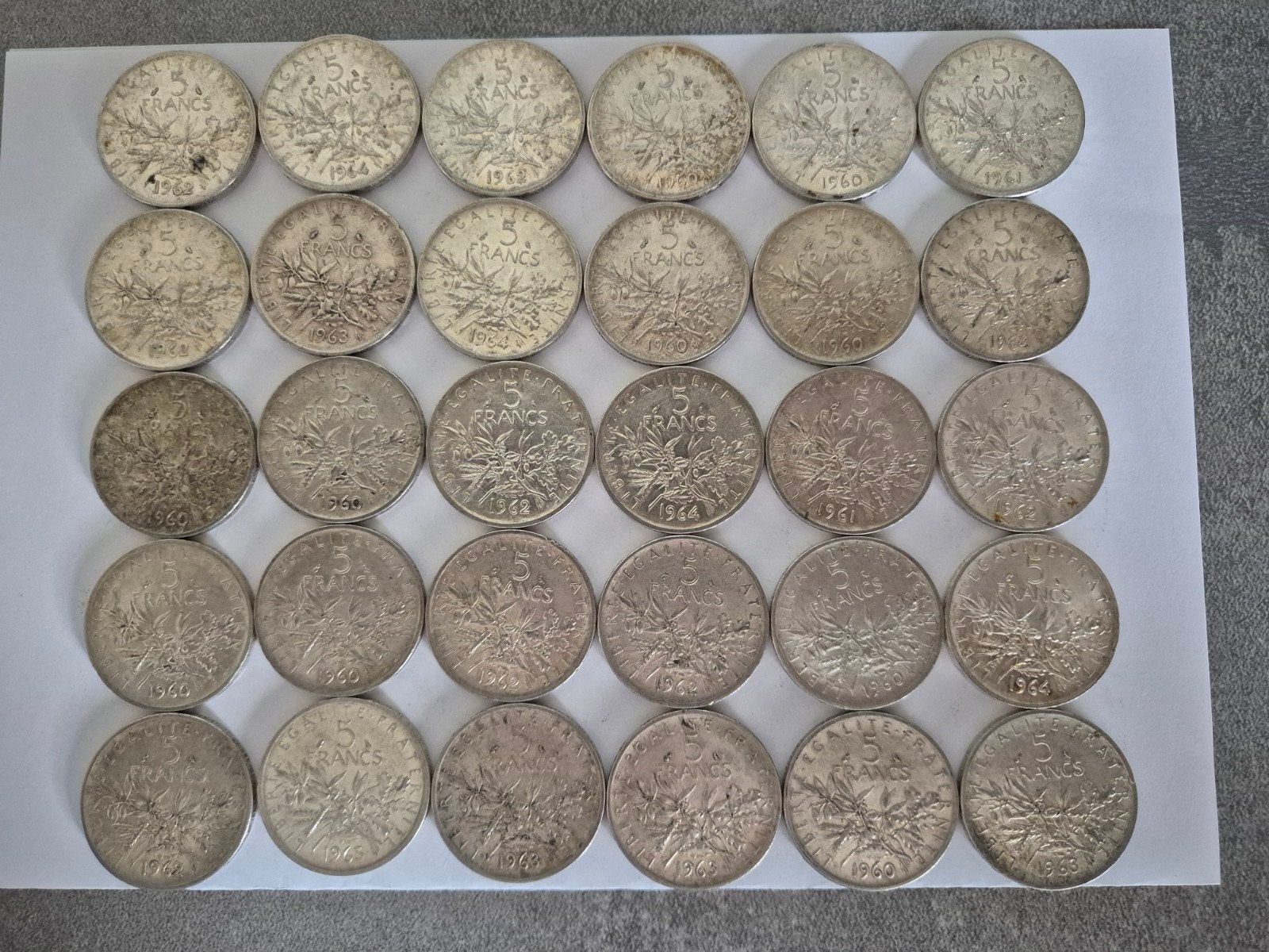 Lot (1) 360 grammes argent , 5 francs semeuse, Envoi, France, Monnaie en vrac, Argent