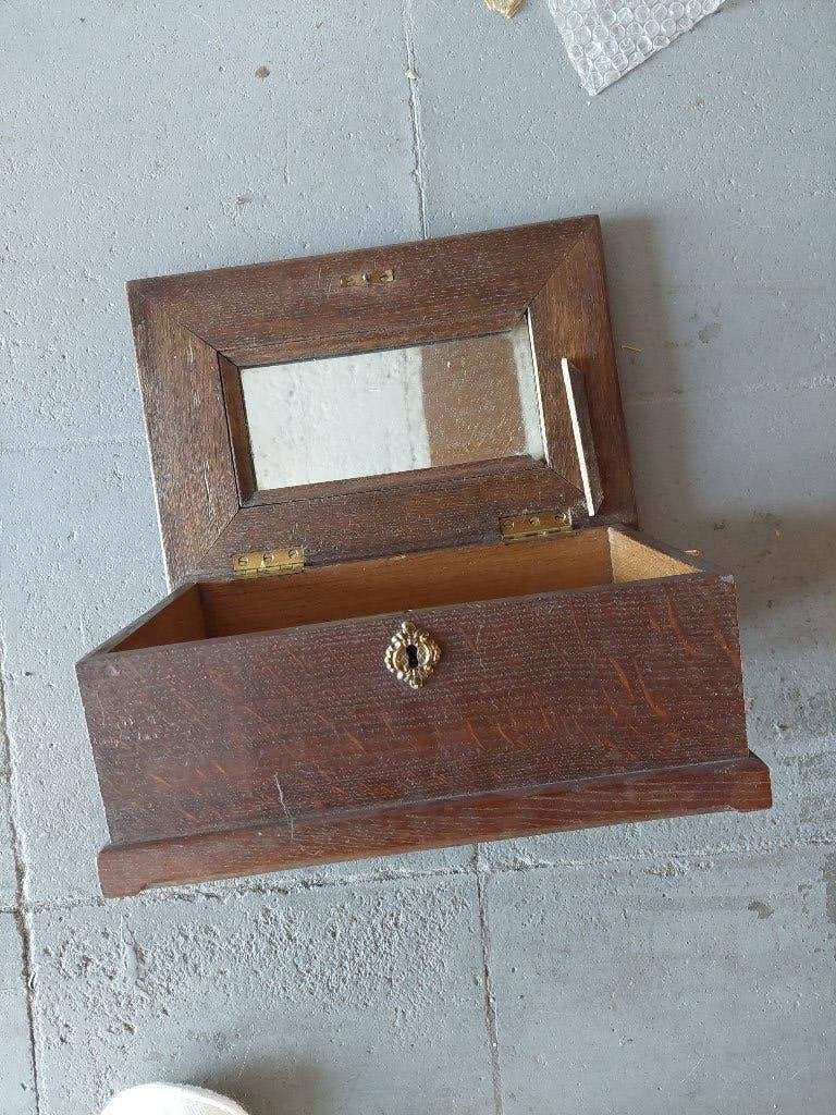 Boîte en bois 13 cm x 20 cm x 31 cm avec miroir Vintage, Enlèvement, Rectangulaire, Moins de 50 cm, Moins de 100 cm