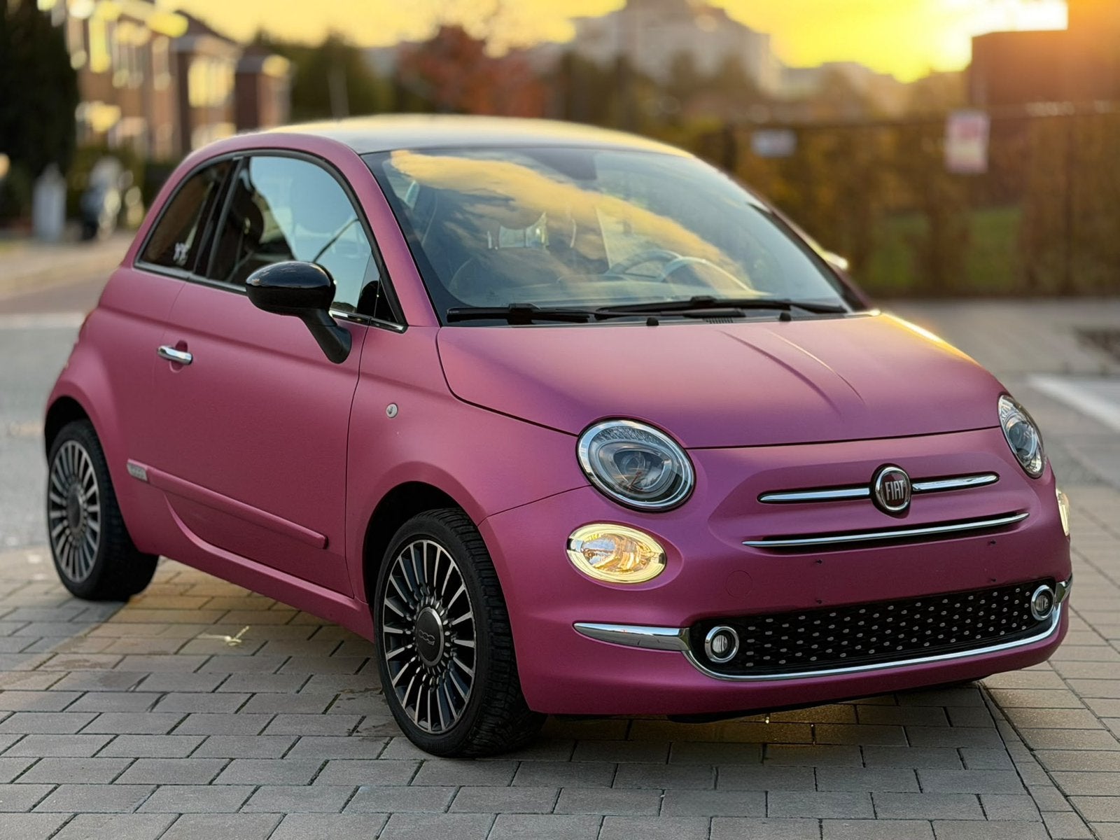 FIAT 500 1.2 ~ ROZE WRAP ~ CRUISE CTRL ~ LEDER ~ NIEUWE DIST, Auto's, Voorwielaandrijving, Euro 6, 4 cilinders, Leder