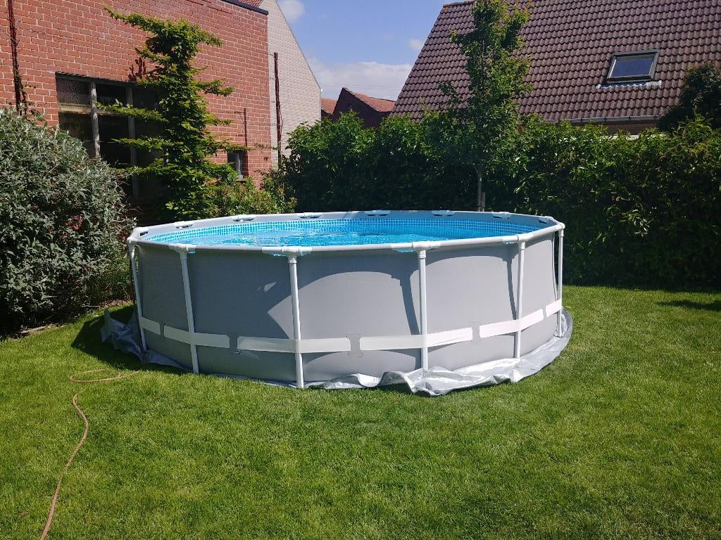 Zwembad Intex diameter 427 cm inclusief alle toebehoren, Ophalen, Gebruikt, 80 tot 120 cm, Rond