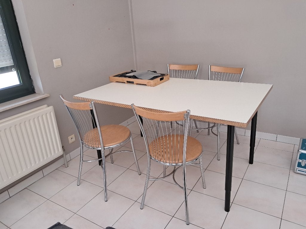 Tafel met 4 stoelen, Huis en Inrichting, Ophalen, Gebruikt, 100 tot 150 cm, 50 tot 100 cm