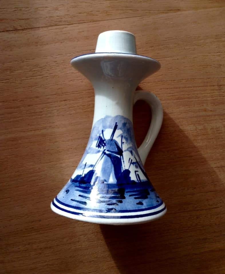 Bougeoir vintage en faïence de Delft authentique  (N 444), Enlèvement ou Envoi