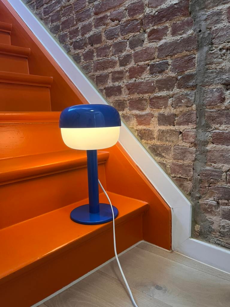 Ikea, tafellamp, blauw, 36 cm, Huis en Inrichting, Lampen | Tafellampen, Ophalen, Gebruikt, Kunststof, Minder dan 50 cm