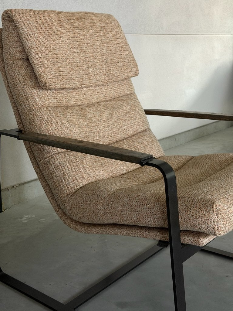 Leolux Indra fauteuil – nieuwstaat, Huis en Inrichting, Ophalen, Hout, 75 tot 100 cm, Zo goed als nieuw