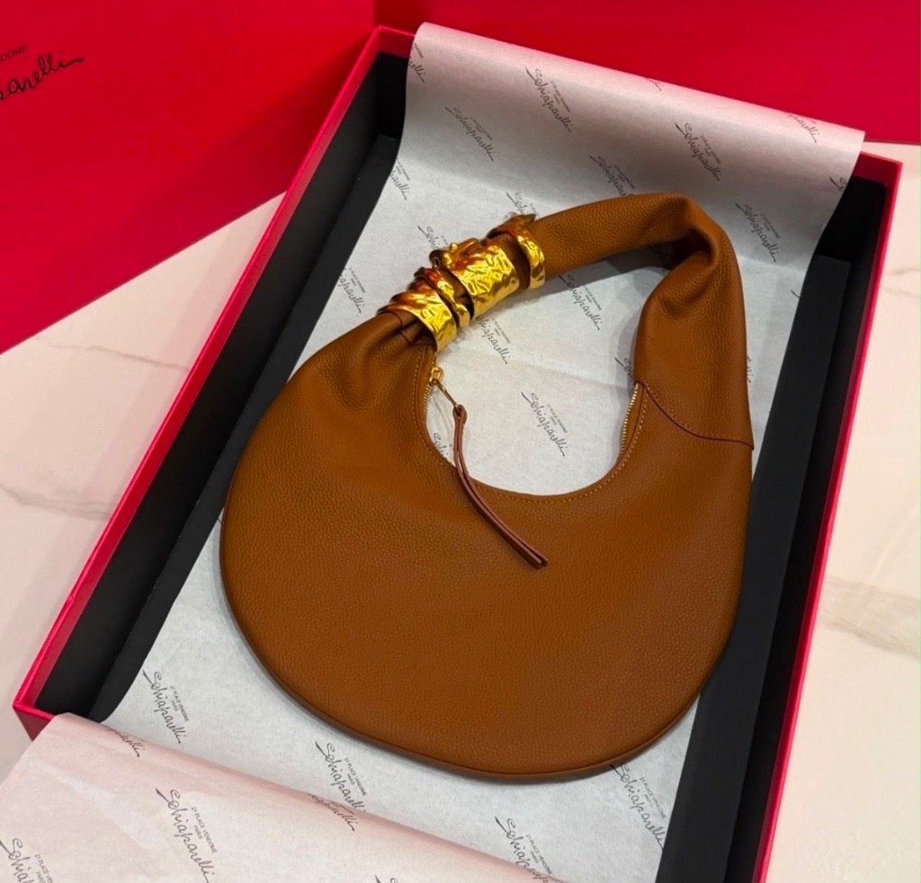 Schiaparelli handtas Soufflé Bag Camel Leer Goudkleurig, Ophalen of Verzenden, Nieuw, Bruin, Handtas