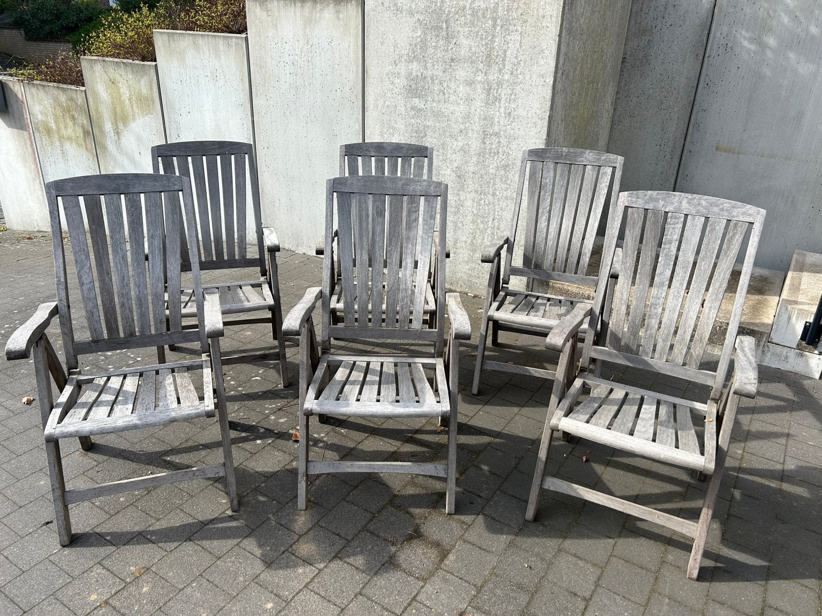 6 magnifiques chaises de patio en bois dur, Enlèvement, Comme neuf, Bois, Ajustable