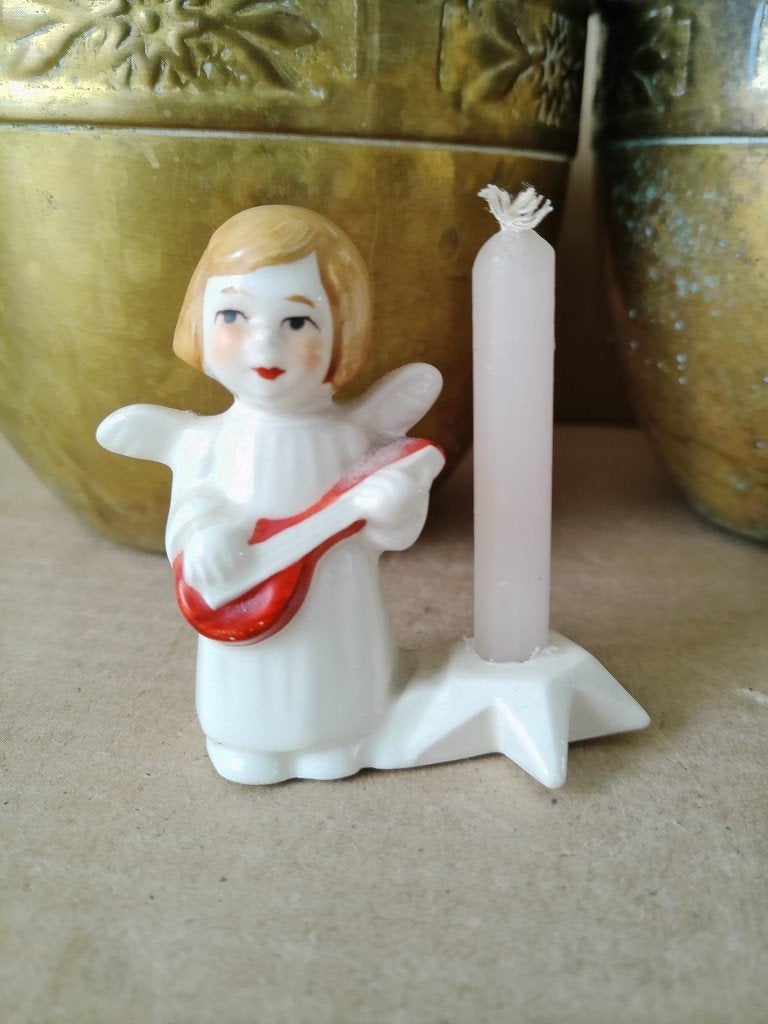 Goebel beeldje kandelaartje engel Goebel kerstengel 5cm 1960, Antiek en Kunst, Ophalen of Verzenden