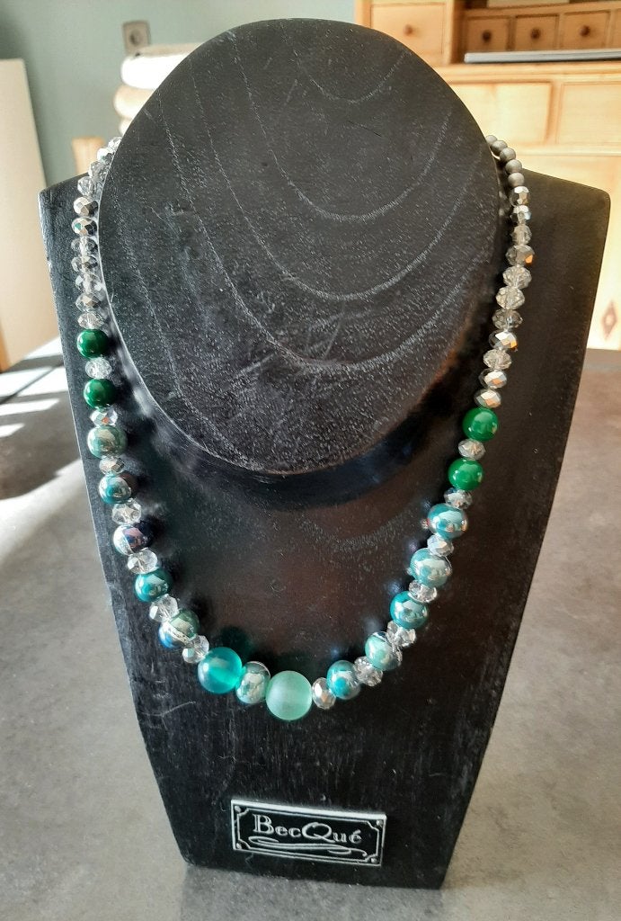 Te koop: Leuke blauw/groene halssnoer., Ophalen of Verzenden, Blauw, Overige materialen