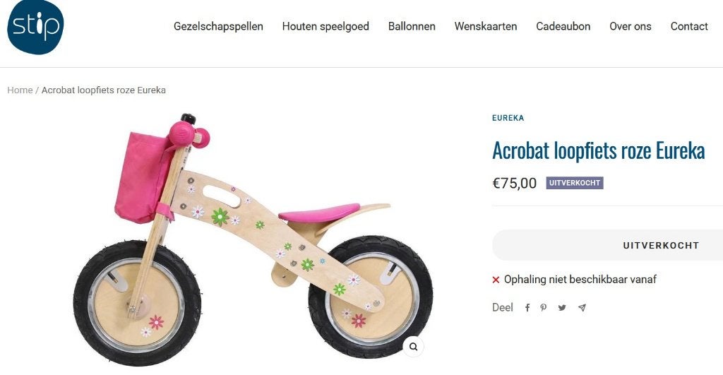 Houten Loopfiets Roze – Goede staat – Vanaf 2 jaar, Fietsen en Brommers, Fietsen | Meisjes, Ophalen, Zo goed als nieuw, 14 inch of minder