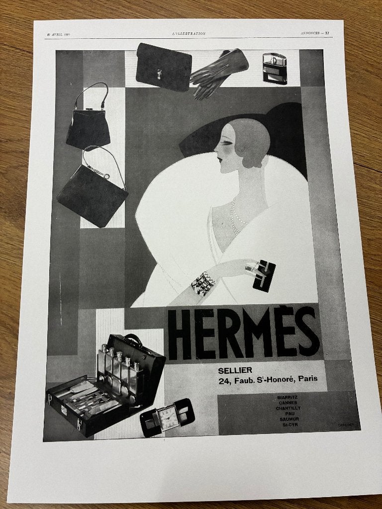 Publicité Hermès des années 1930, Enlèvement ou Envoi, Neuf, Panneau publicitaire