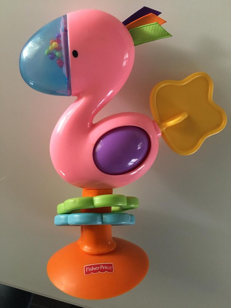Fisher price Flamingo met zuignap, Enlèvement ou Envoi, Comme neuf, Hochet, Sonore