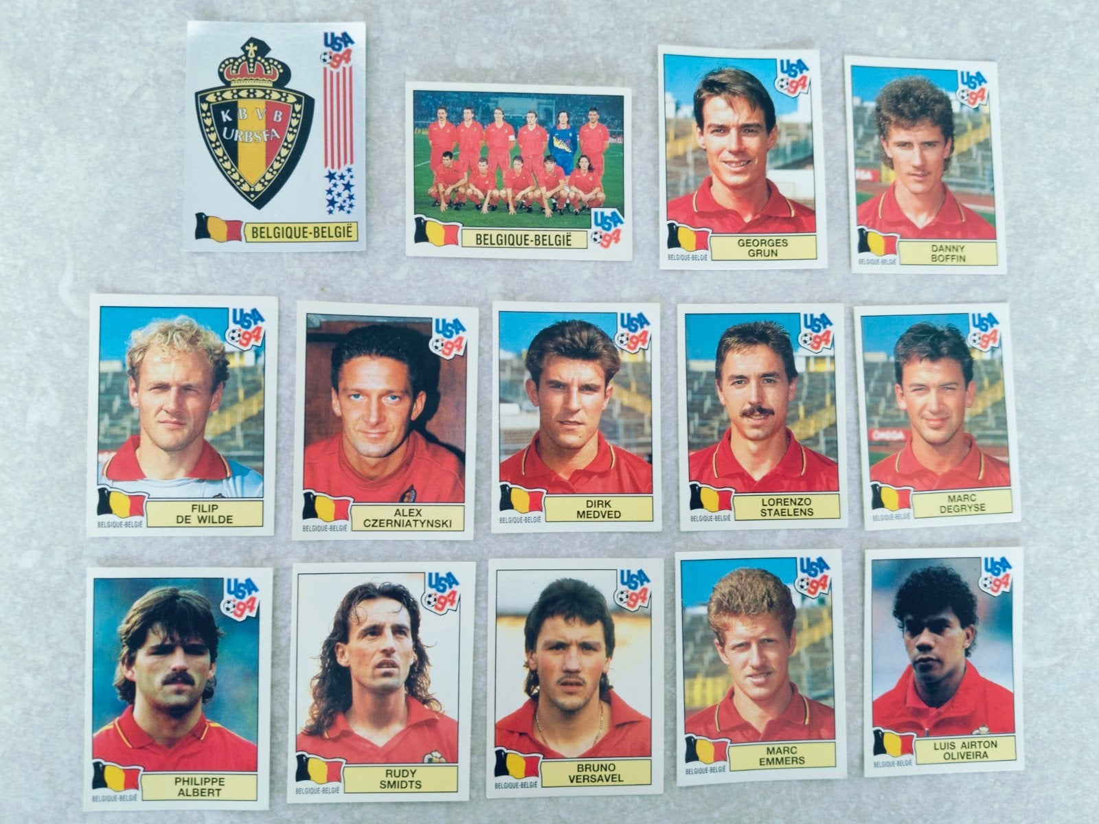 14 Panini stickers WK USA 1994 België, Ophalen of Verzenden