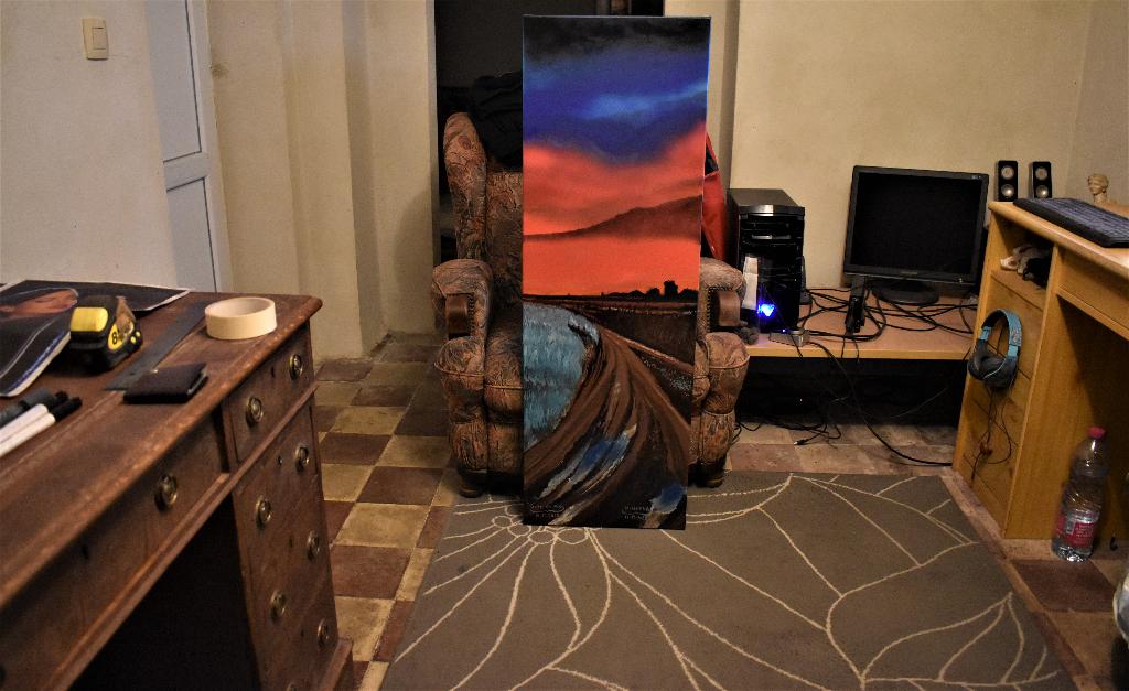 Paysage avec chemin, par joky kamo, Enlèvement, Peinture à l'huile, Paysage