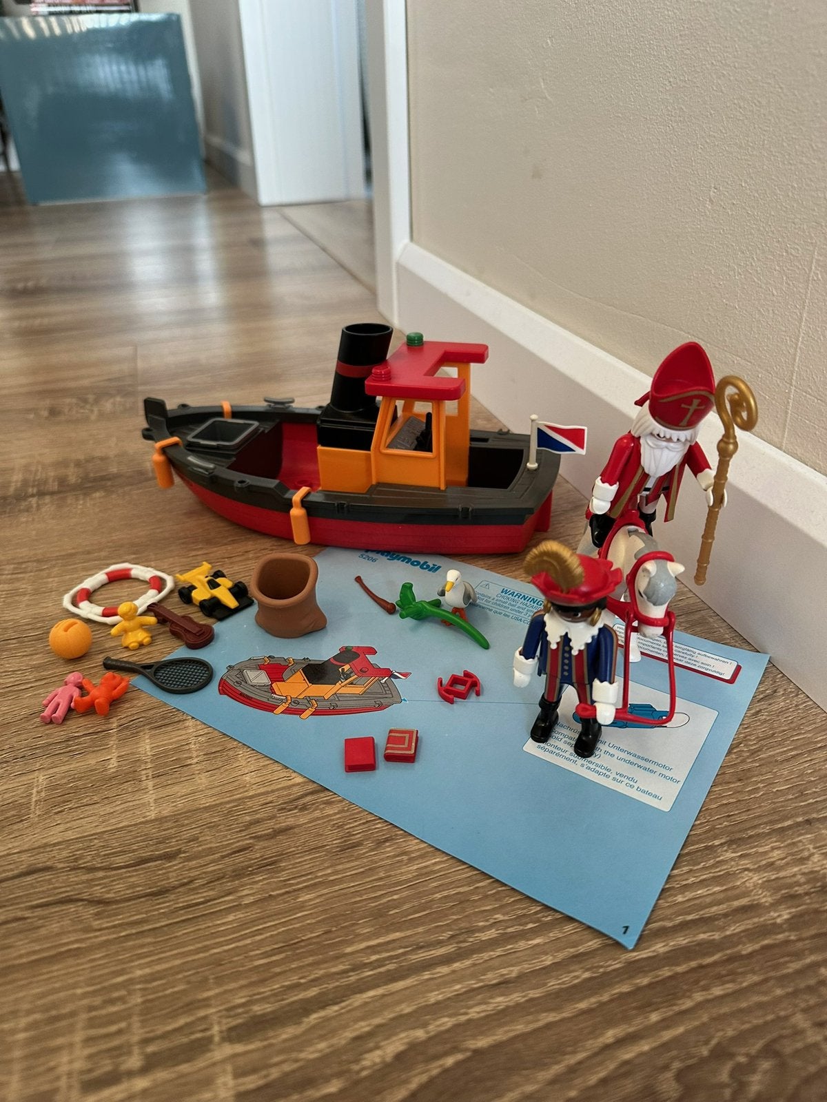 PLAYMOBIL 5206 STOOMBOOT VAN SINTERKLAAS EN PIET, Kinderen en Baby's, Ophalen, Complete set, Voertuig, Zo goed als nieuw