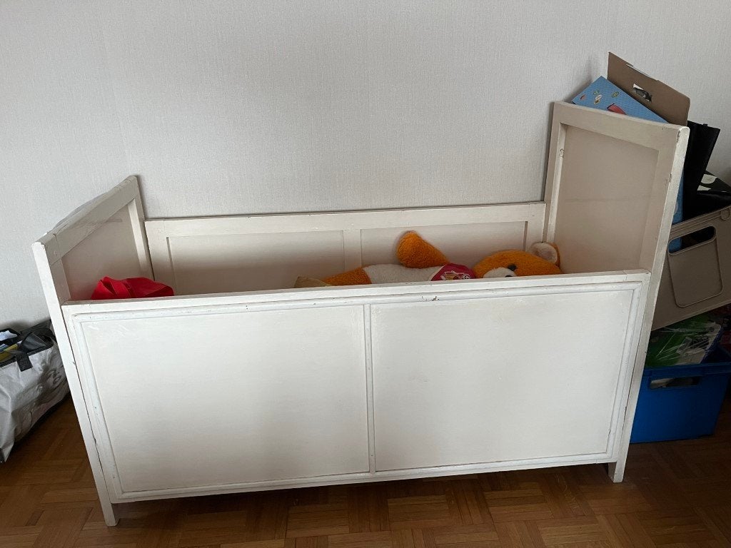 wit houten kinderbedje 1m20 + eventueel matras, Kinderen en Baby's, Ophalen, Matras