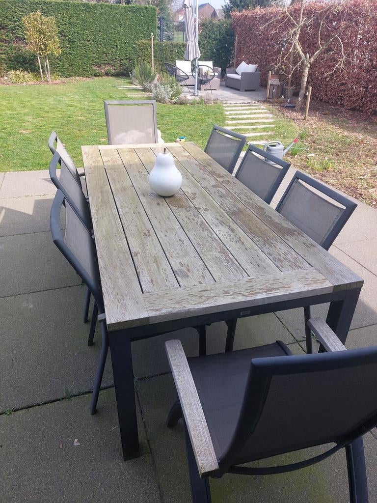 Tuintafel met 8 tuinstoelen, Ophalen